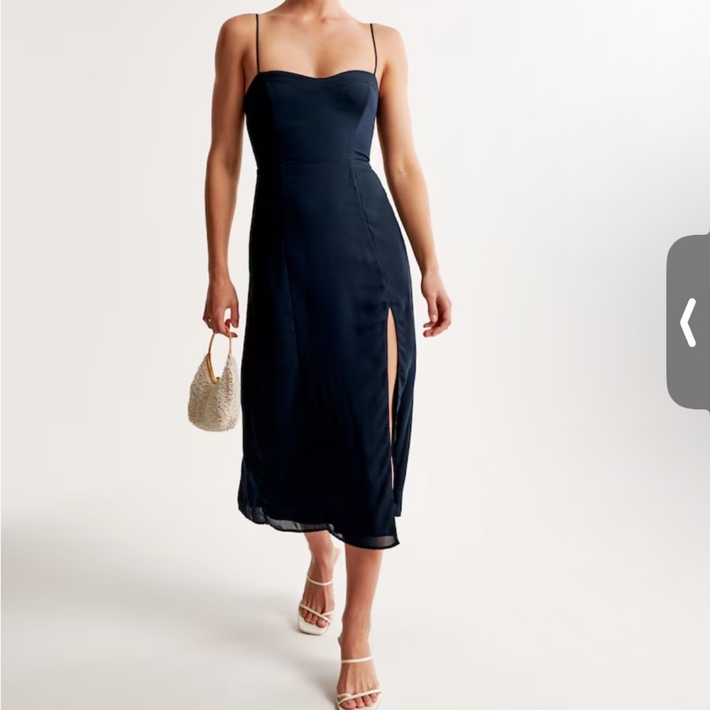 Abercrombie & Fitch Camille Midi Dress Navy Blue